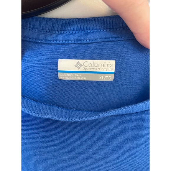 PFG Columbia T Shirt Mens XL Navy 100% Cotton Fish Flag Back Graphic Pullover - Picture 3 of 3